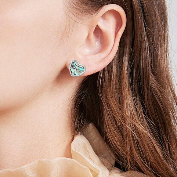 Women's 925 Sterling Silver Heart Stethoscope Stud Earrings - Picture 6 of 6